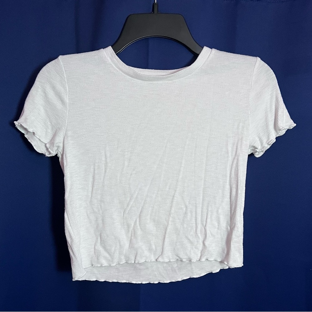 Aerie White Basic Ribbed Crop Top